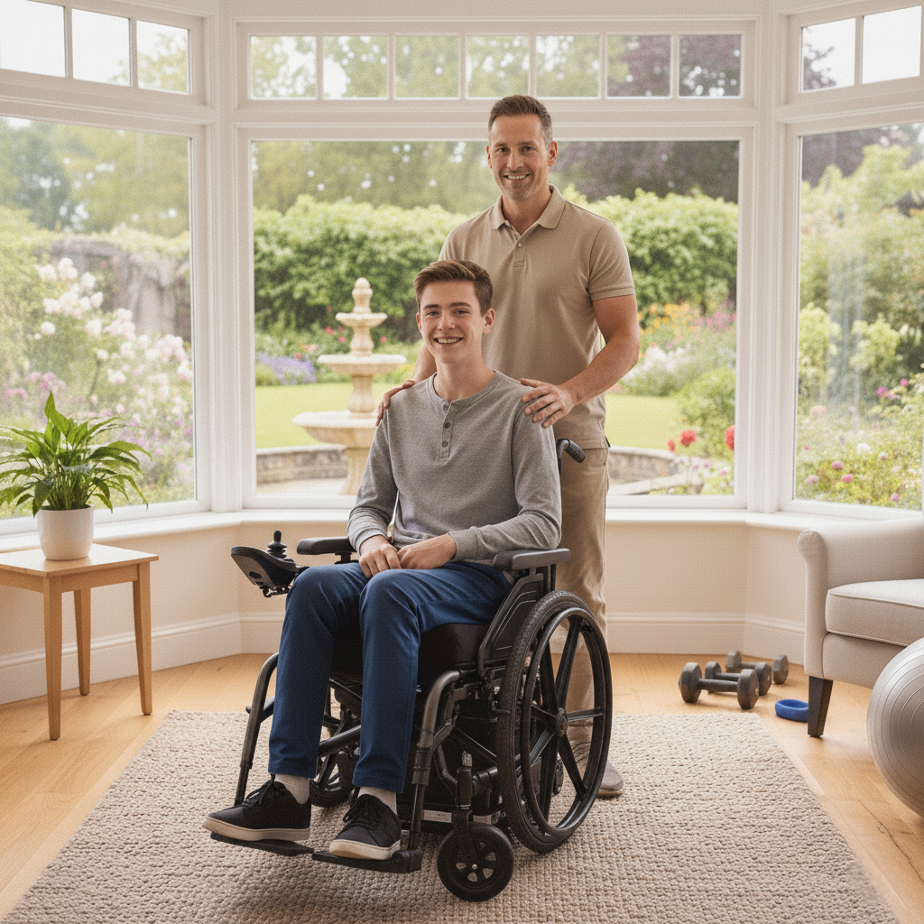 A happy and diverse group of care team members smiling.
